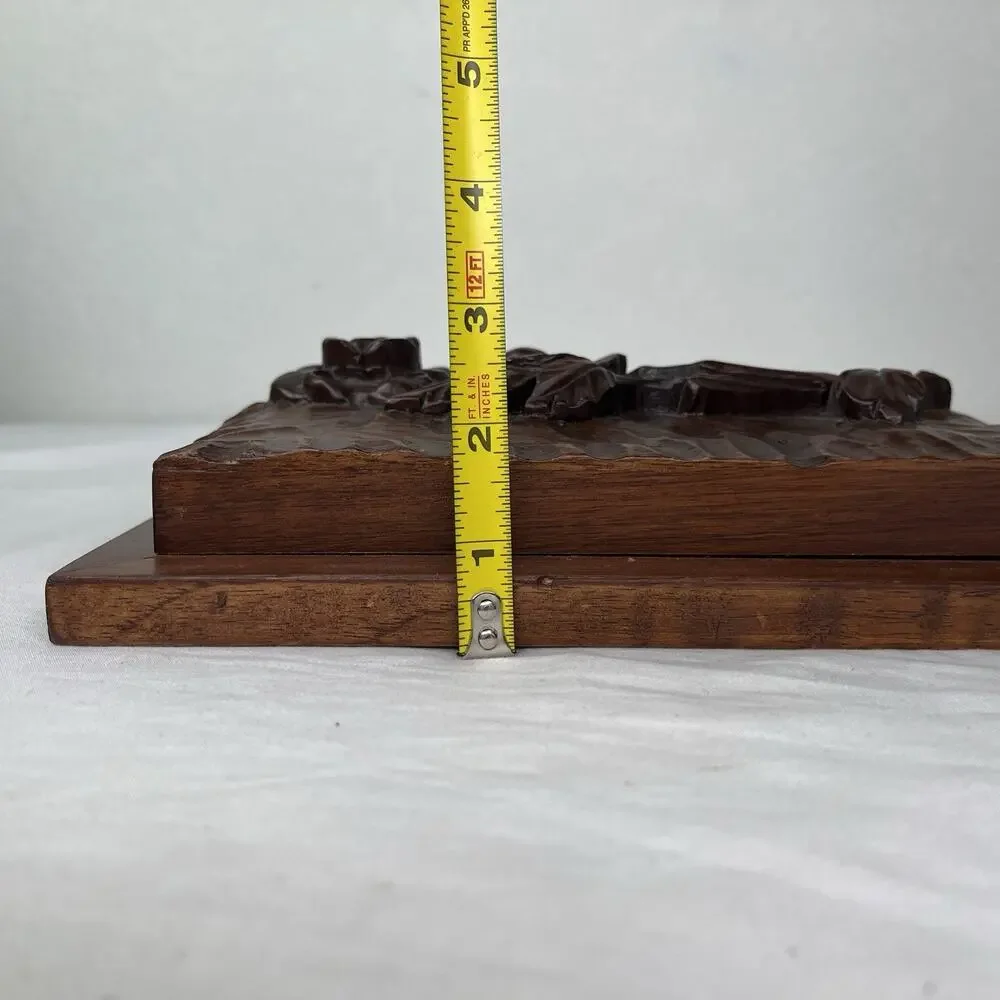 Vintage Hand Carved Rose sculpture 3D home decor, hanging wall decor, solid wood